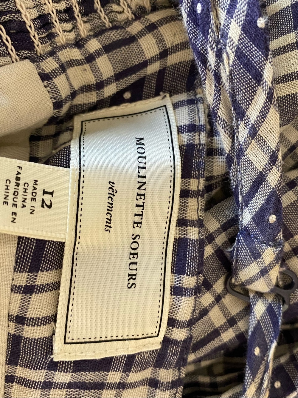 Moulinette Soeurs Blue Plaid Lace-Trim Spaghetti Strap Dress - Picture 5 of 7